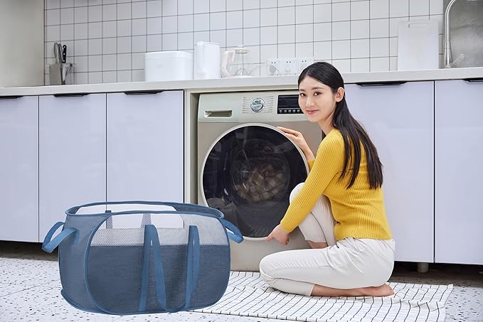 pop-up laundry basket，with Durable Handles collapsible Mesh laundry Hamper - Image 6