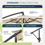 wikiwiki 10ft Patio Umbrella with Base Included, Outdoor Offset Cantilever Umbrella with Sandbag Base for Backyard, Garden and Pool, Easy to Tilt and Crank, Beige - Image 4