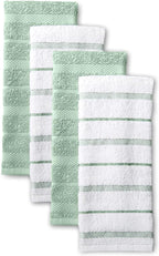 KitchenAid Albany Kitchen Towel 4-Pack Set, Pistachio/White by KitchenAid