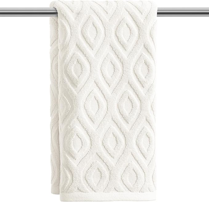 Artoid Mode 1 Pc White 3D Diamond Grid Jacquard Hand Towels by ArtoidMode
