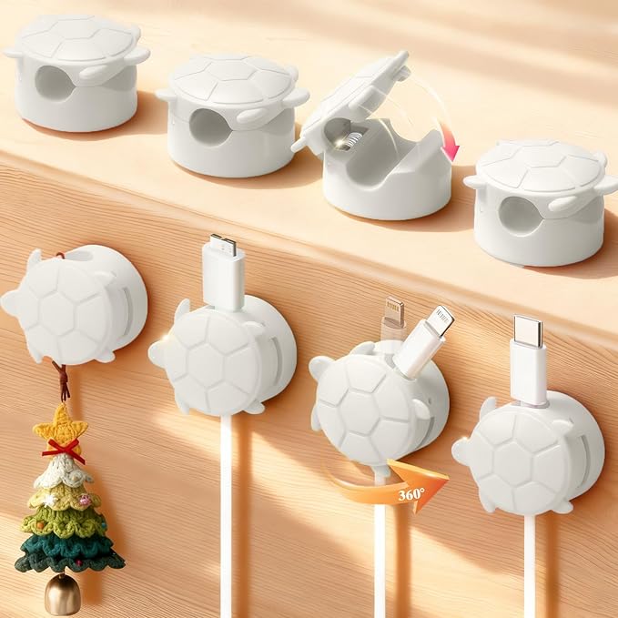 8 Pack Rotatable Cable Clips, Cord Organizer Spring Clip Cord Holder by Lancord
