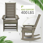 GREENVINES Outdoor Rocking Chairs | Set of 4 | Porch Rocker | HDPE Plastic | Wood Grain | Oversized Rockers | High Back | Big & Tall | Ladder Back | Desert Brown | for Patio Outside - Image 3