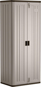 Suncast Tall Storage Cabinet, Platinum Resin Garage Storage Cabinet with Doors & Shelves, Plastic, Lockable, Freestanding Utility Closet for Tools & Supplies, Made in USA - Image 11