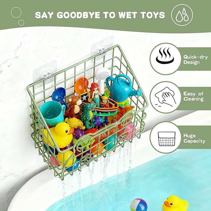 2 PackBath Toy Organizer, Wall Mounted Shower Storage Basket - Image 4