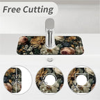 Kitchen Sink Splash Guard，Dark-floral Faucet Mat Sink Gadgets-Super Absorbent - Image 5