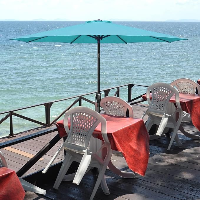 Simple Deluxe 9' Patio Umbrella Outdoor Table Market Yard Umbrella with Push Button Tilt/Crank - Image 8