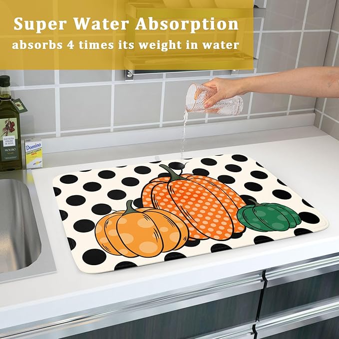 Autumn Pumpkin Dish Drying Mat for Kitchen Counter - Image 7