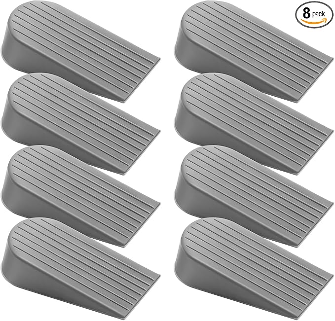 8 Pack Grey Extra Large Door Stopper, High 1.9 inches Big, Prevents Door Gaps & by Crosize