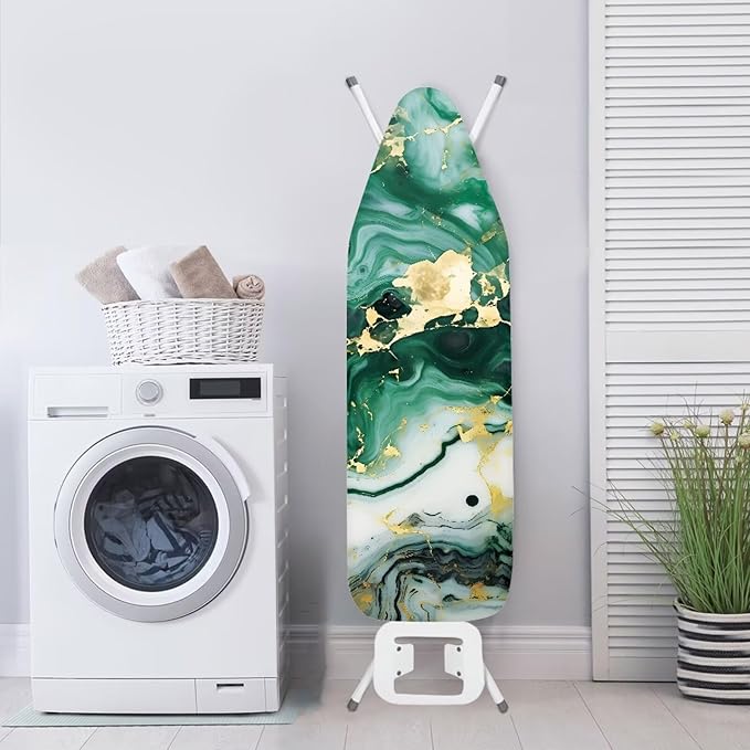 Green Marble Print Ironing Board Cover and Pad 15x54 Inch Standard Size Iron - Image 3