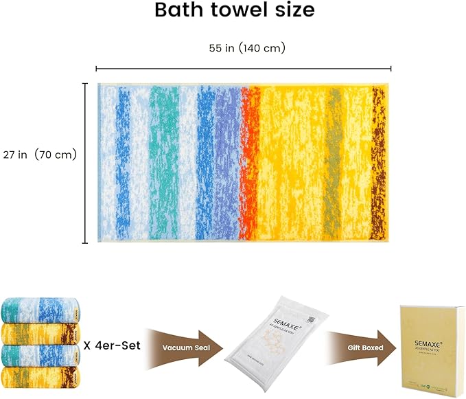 SEMAXE 4-Pack Luxury Bath Towels - Image 2