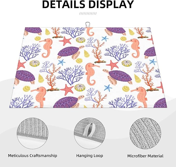 Purple Beach Sea Turtle Dish Drying Mat 18x24 - Image 3