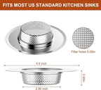 4 Pcs Stainless Steel Mesh Sink Drain Strainer, 4.5" Top / 3" Kitchen Filter - Image 2