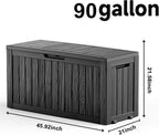 EasyUp 90 Gallon Outdoor Deck Box Waterproof, UV Resistant Resin Outdoor Storage Box for Delivery, Porch, Patio and Garden, Black - Image 2