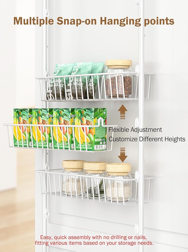 Delamu Over The Door Pantry Organizer, 8-Tier Pantry Door Organizers and Storage - Image 4