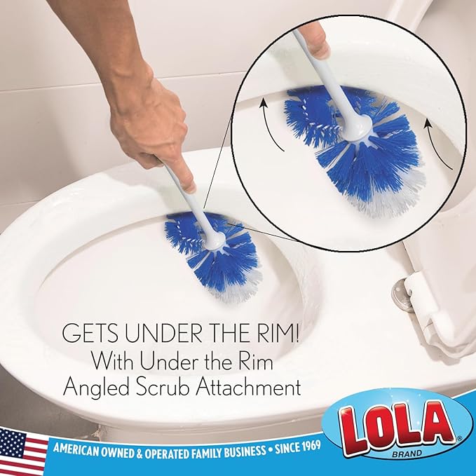 LOLA Classic Toilet Brush w/Under-The-Rim Scrubber, 24 Pack, Deep Cleans The - Image 3