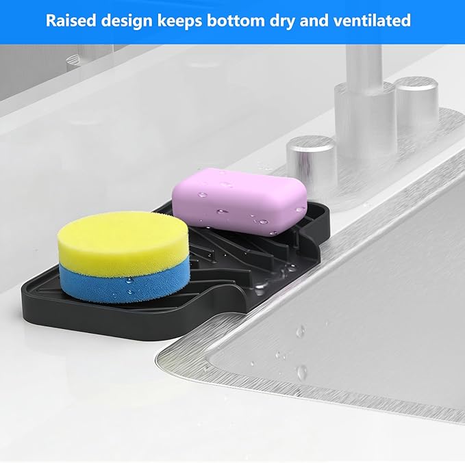 Sponge Holder for Kitchen Sink, Dish Sponge Holder & Soap Tray - Image 3