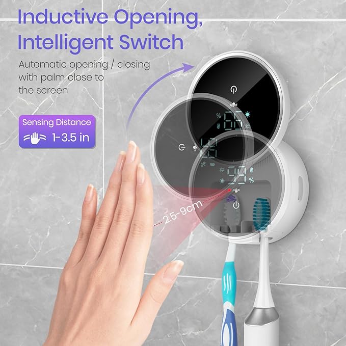 Wall Mounted Toothbrush Holder & Toothbrush Cleaner, Electric Toothbrush Holder - Image 3