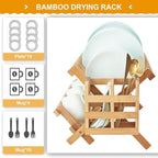 Bamboo Dish Drying Rack, 2 Tier Collapsible Dish Rack - Image 8