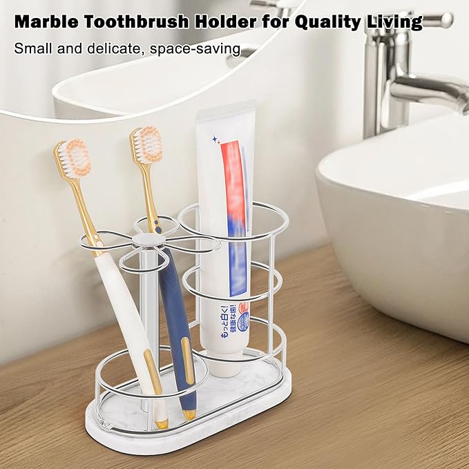 HarJue Toothbrush Holder Stand for Bathroom, Metal Toothbrush Organizer - Image 8