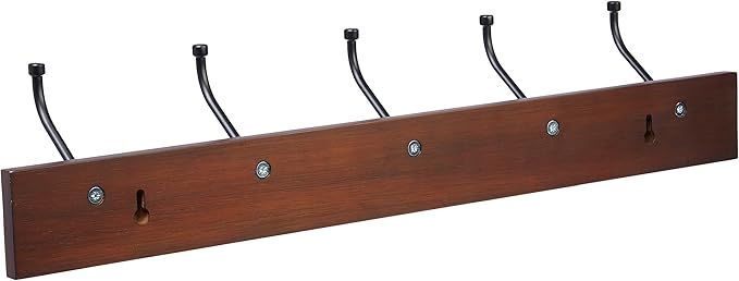 Amazon Basics Rectangular Farmhouse Wall-Mounted Coat Rack - Image 3