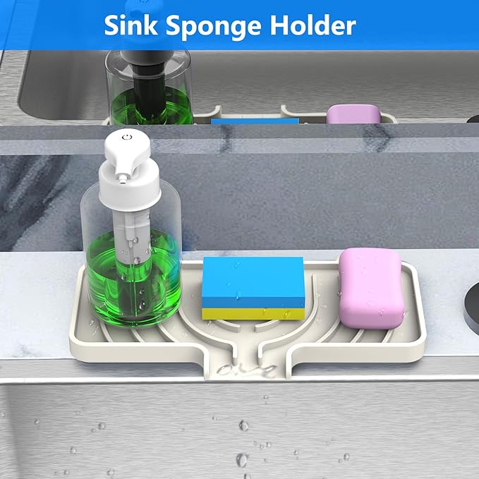 Sponge Holder for Kitchen Sink, Dish Sponge Holder & Soap Tray - Image 3