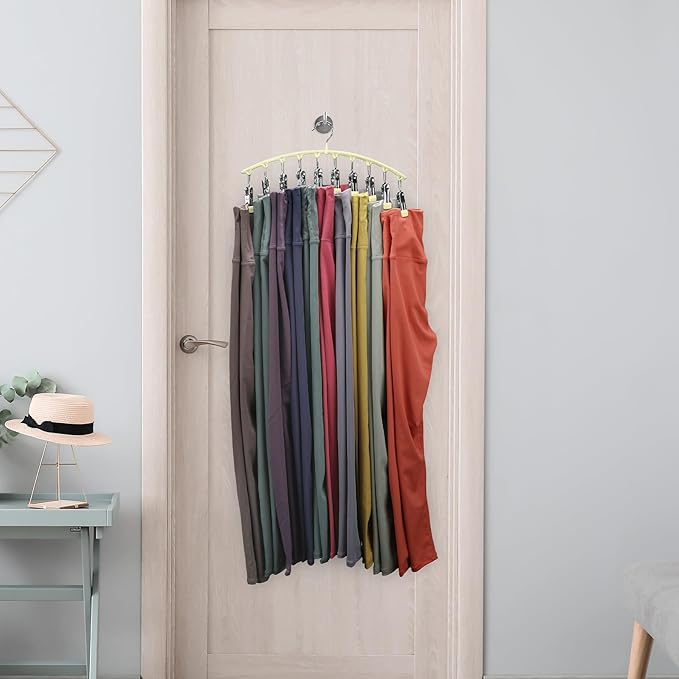 Legging Organizer for Closet, Metal Yoga Pants Hangers 4 Pack w/10 Clips Holds - Image 7