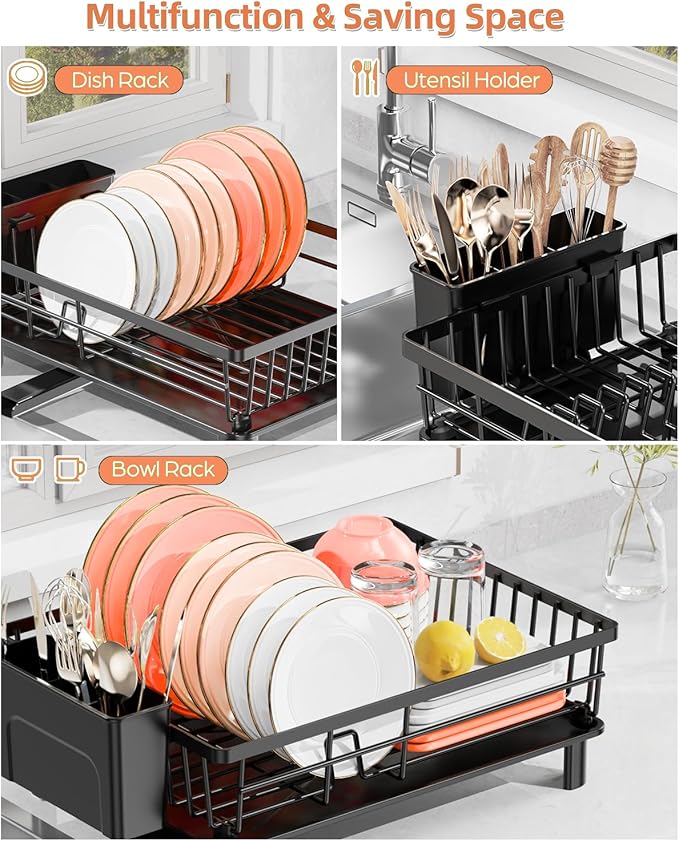 Dish Drying Rack for Kitchen Counter, Stainless Steel Drainer Anti Rust - Image 5