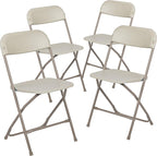 Flash Furniture Hercules Series Plastic Folding Chair - Beige - 4 Pack 650LB Weight Capacity Comfortable Event Chair-Lightweight Folding Chair - Image 3