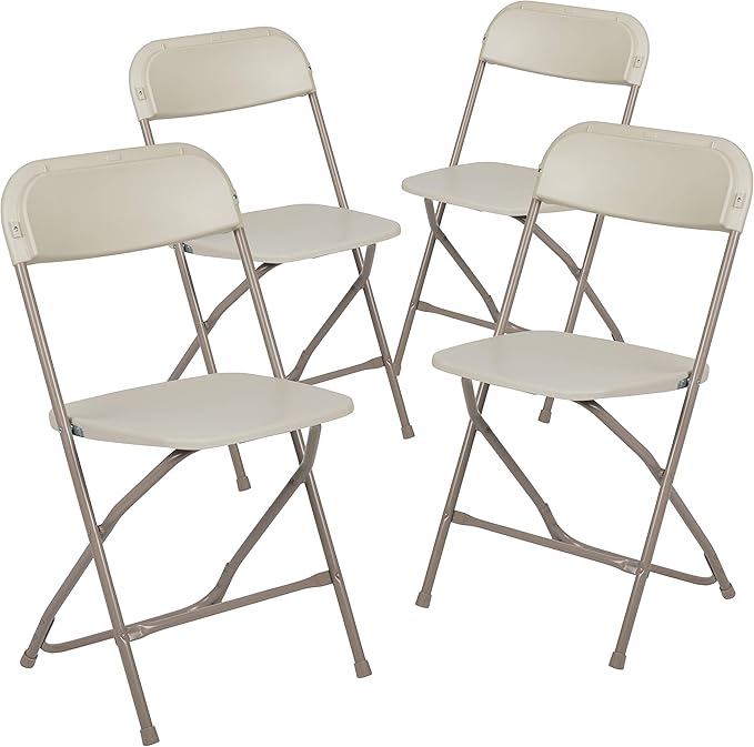 Flash Furniture Hercules Series Plastic Folding Chair - Beige - 4 Pack 650LB Weight Capacity Comfortable Event Chair-Lightweight Folding Chair - Image 3