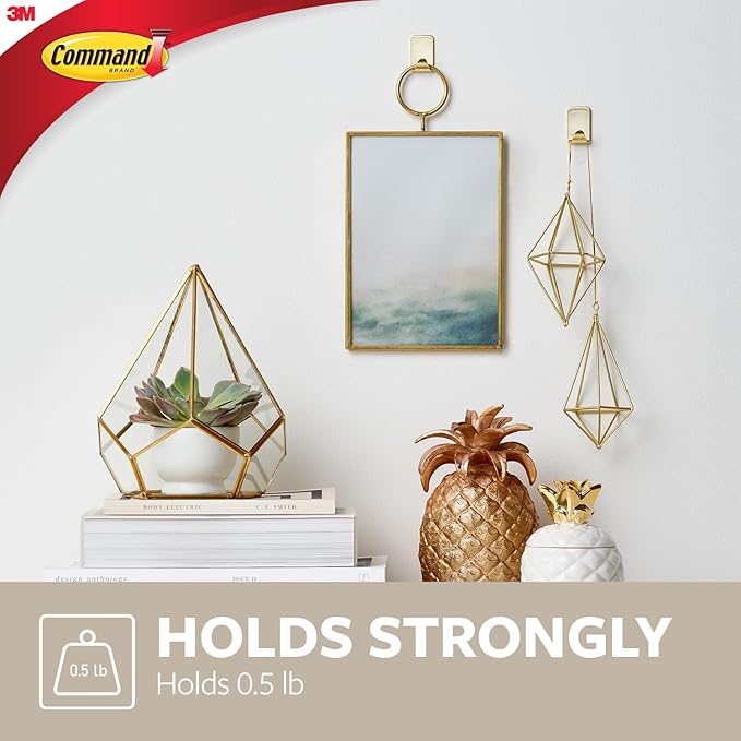 Command Small Metallic Hooks Brass Color, 4 Hooks and 5 Strips, Damage-Free - Image 3