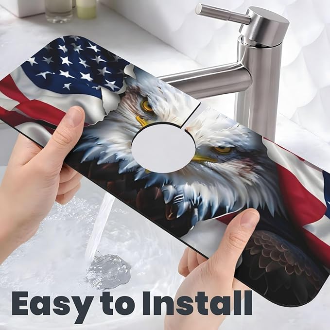 American Eagle Flag Kitchen sink faucet pad, strong water absorption, anti slip - Image 6