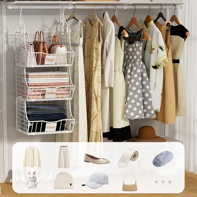 Hanging Closet Organizers and Storage, 6 Tier Closet Shelf Clothes Organizer - Image 2