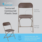Flash Furniture Hercules Series Plastic Folding Chair Brown - 10 Pack 650LB Weight Capacity Comfortable Event Chair-Lightweight Folding Chair - Image 7