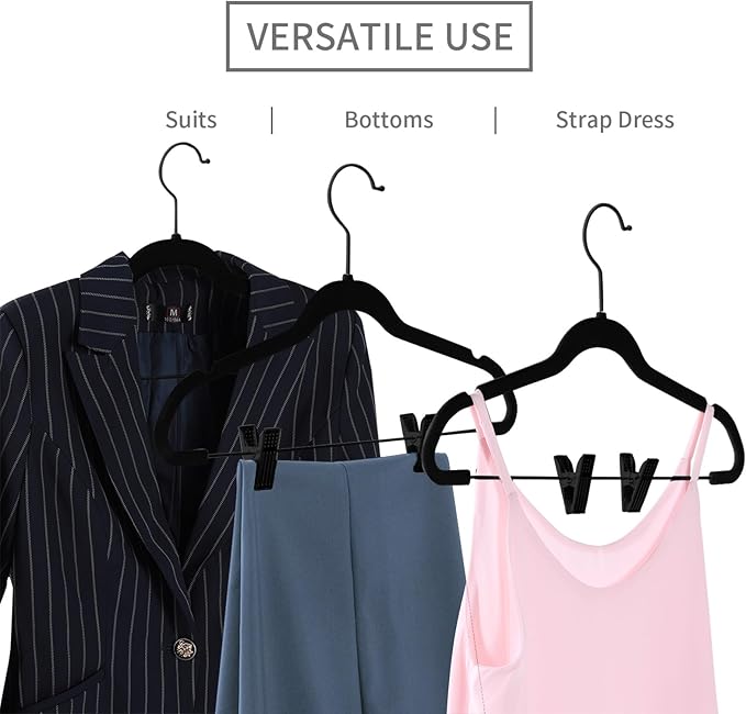 MIZGI Premium All Black Velvet Pants Hangers - Image 4