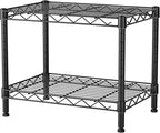 Xcity Storage Shelves, 2 Tier Heavy Duty Metal Shelving Unit with Wheels, 700 LBS Capacity Adjustable Steel Wire Shelf Organizer for Pantry, Kitchen, Garage, 14" D x 24" W x 20" H, Black by Unknown