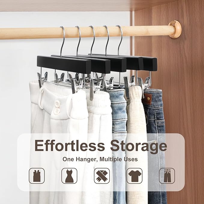 BAGAIL 10 Pack Wooden Pants Hangers - Image 5