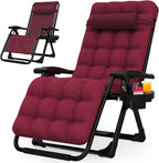 Suteck Zero Gravity Chair, Reclining Camping Lounge Chair w/Removable Cushion, Upgraded Lock and Cup Holder, Reclining Patio Chairs Folding Recliner for Indoor and Outdoor, Claret by Suteck