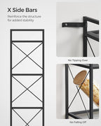 SONGMICS 5-Tier Metal Storage Rack, Shelving Unit with X Side Frames, Dense Mesh, 12.6 x 23.6 x 57.3 Inches, for Entryway, Kitchen, Living Room, Bathroom, Industrial Style, Ink Black UBSC165B01 - Image 5