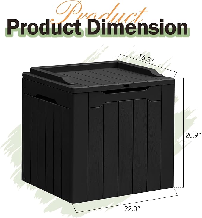 Greesum 31 Gallon Resin Deck Box All Weather Outdoor Storage Boxes for Patio Furniture Set,Outdoor Toys,Garden Tools,Black - Image 5