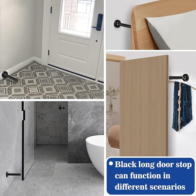 Door Stopper Black 6 Inch Long Door Stop Wall Mounted Stainless Steel Door - Image 7