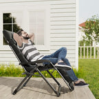 UDPATIO Oversized Zero Gravity Chair 33In XXL Patio Reclining Chair with Cushion, Outdoor Folding Recliner with Pillows|Cup Holder|Foot Rest|Padded Headrest, Black, Support 500LB - Image 8