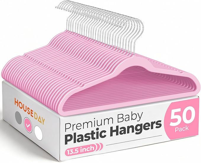 HOUSE DAY 13.5 Inch Kids Hangers 50 Pack by HOUSEDAY