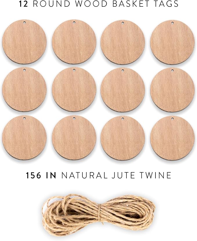 SAVVY & SORTED 12 Round Wooden Ornament Basket Tags - Image 4