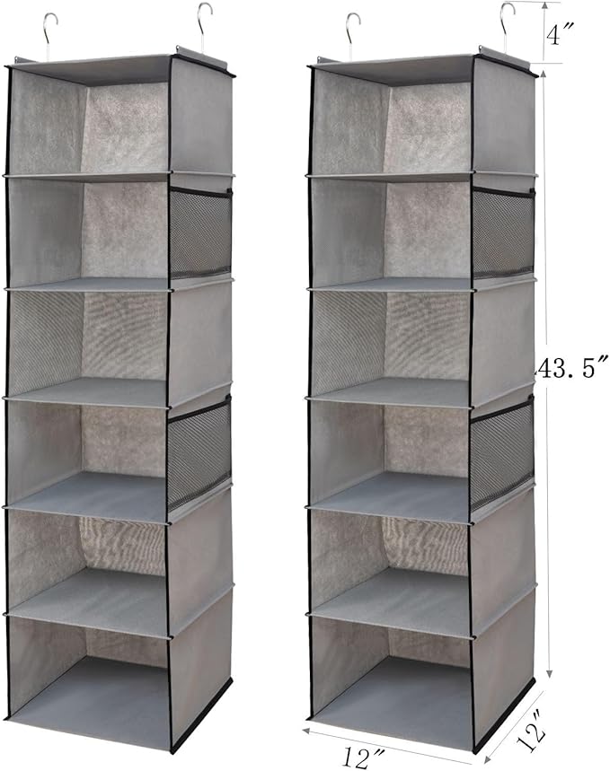 6 Shelves Hanging Closet Organizer, 2 Pack Hanging Storage - Image 3