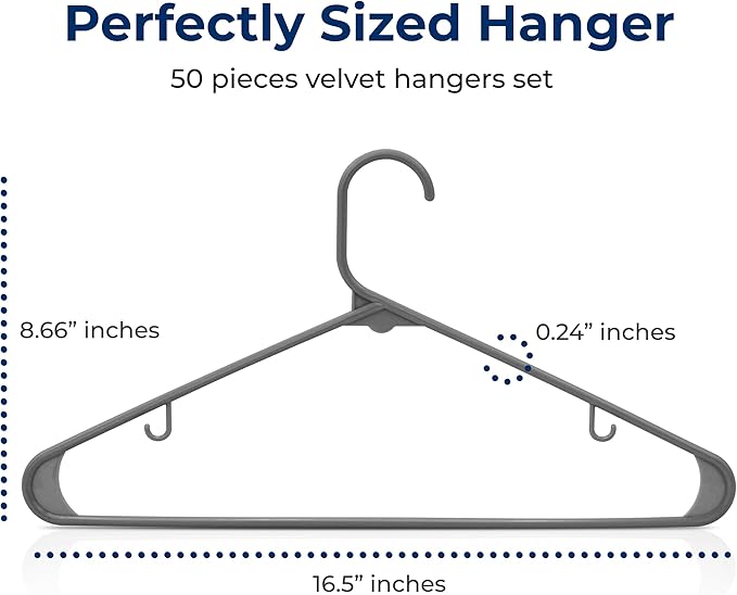 SereneLife 50 Pack Plastic Hangers, Space-Saving Closet Organizers, Durable and - Image 2