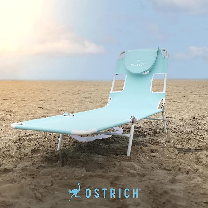 Ostrich 72 by 22 Inch Versatile Chaise Lounge Portable Reclining Lounger, Outdoor Patio, Beach, Lawn, Camping, or Pool Tanning Chair, Aqua - Image 7