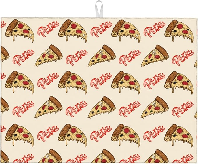 Cute Pizza Food Microfiber Dish Drying Mat by Unknown