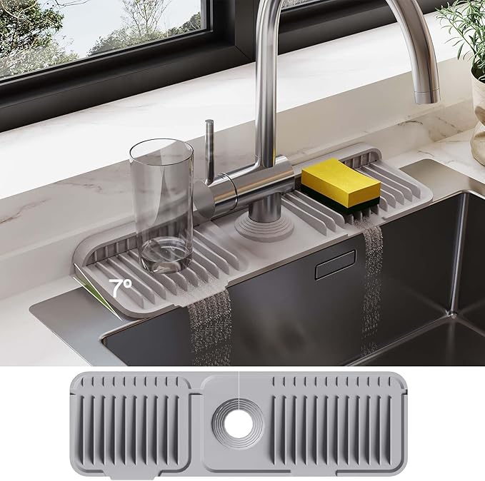 18 Inch Silicone Faucet Mat for Kitchen Sink Splash Guard – 2025 Upgraded by Unknown