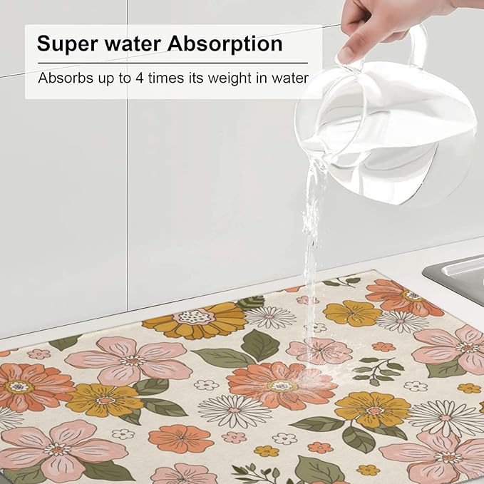 Absorbent Dish Drying Mat For Kitchen Counter, Kitchen Gadgets For Easy Clean - Image 5