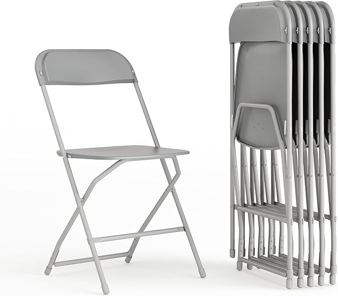 Flash Furniture Hercules Series Plastic Folding Chair - Grey - 6 Pack 650LB Weight Capacity Comfortable Event Chair-Lightweight Folding Chair by FlashFurniture